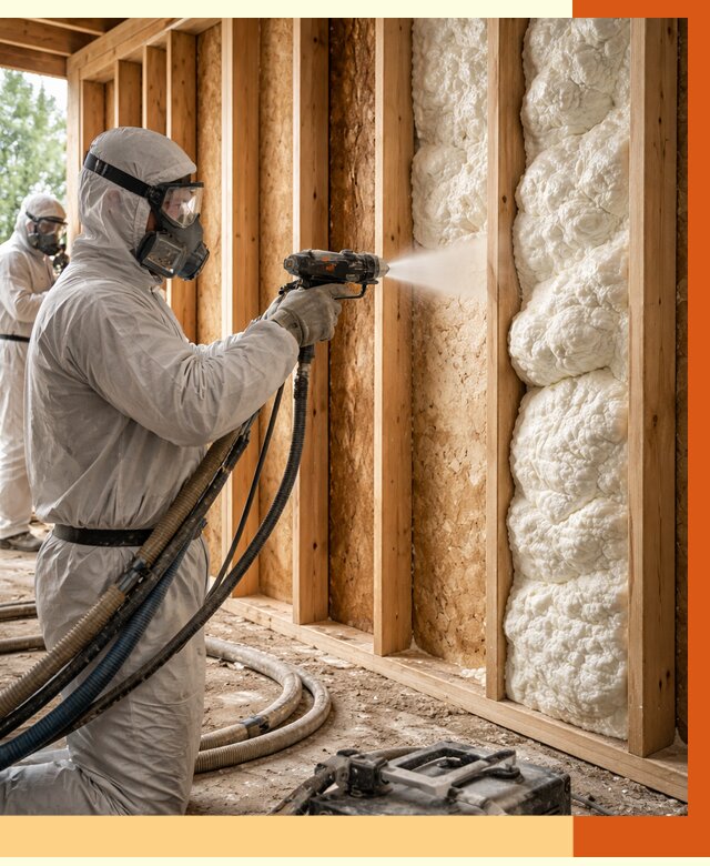 Утепление каркасного дома ППУ в Новокубанске от 2911 руб./м2 — работа под ключ | ТепломастерНкб