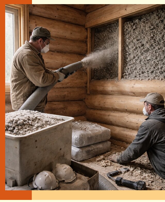 Утепление дома из бруса эковатой в Новокубанске