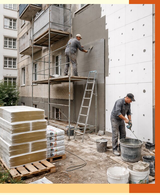 Утепление квартиры снаружи в Новокубанске от 6395 руб/м2 под ключ | ТепломастерНкб