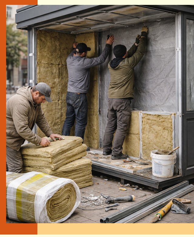 Утепление павильона шаурмы под ключ в Новокубанске
