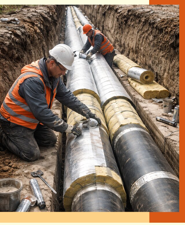 Утепление теплотрассы в Новокубанске от 4679 руб./м2 — ппу и комплексная изоляция | ТепломастерНкб