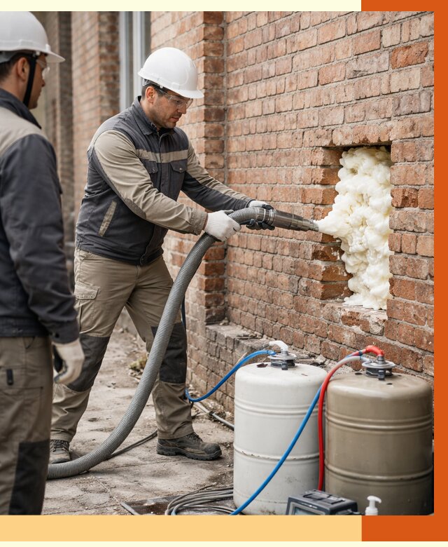 Заливка ППУ в пустоты кирпичной стены в Новокубанске от 2859 руб. | ТепломастерНкб