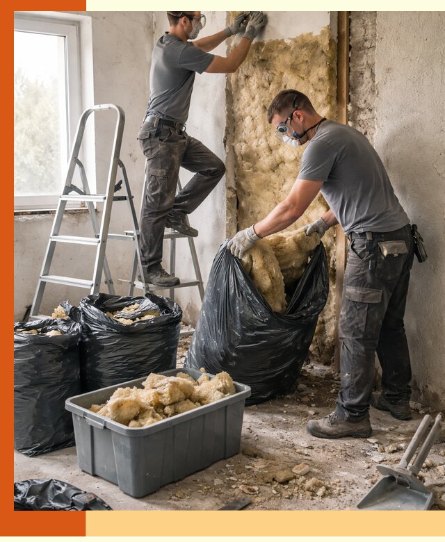 Демонтаж старого утеплителя и вывоз отходов в Новокубанске