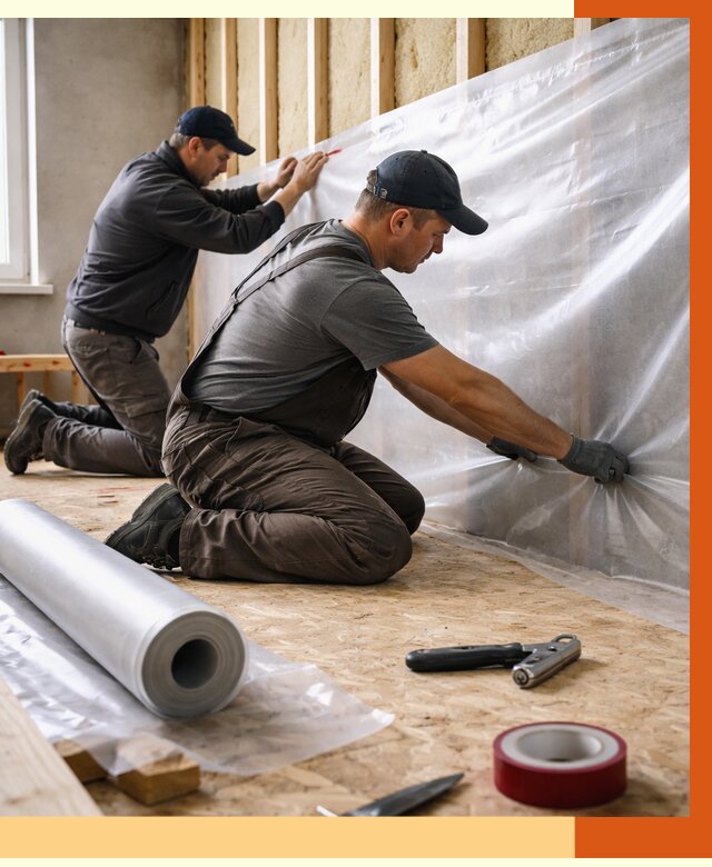 Монтаж пароизоляции в Новокубанске от 2600 руб. — установка и укладка под ключ | ТепломастерНкб